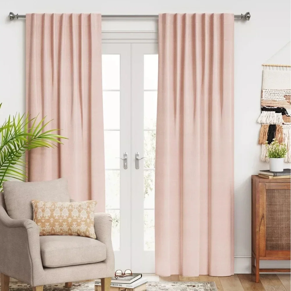 Threshold Aruba Blackout Window Curtain Panel Blush Pink 50x95 Linen Texture